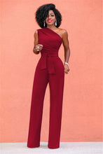 Load image into Gallery viewer, One Shoulder Belted Jumpsuit
